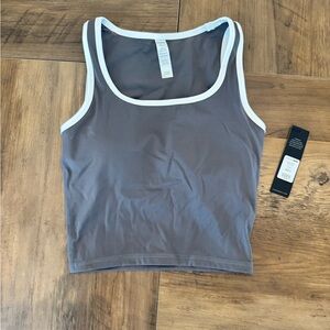 Fashion Nova Gray Tank Top with White Trim
